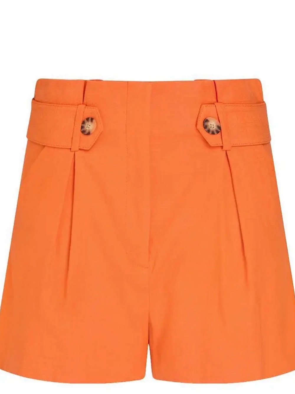 Veronica Beard Linen Vibrant Orange Pleated High-Waist Shorts